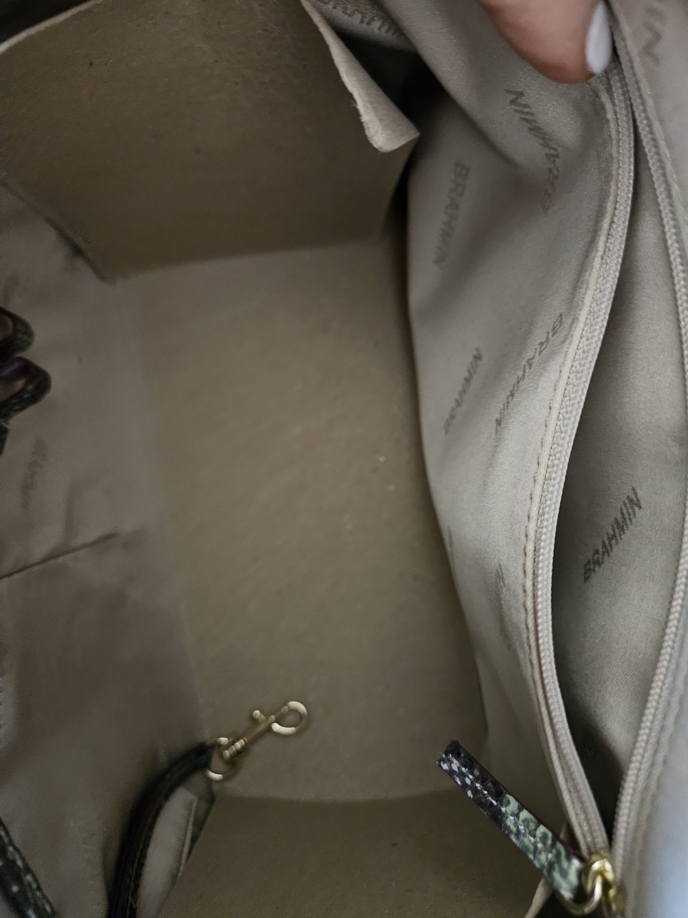 Brahmin Iridescent Duxbury Moonstone Seville Snake-Embossed Satchel NEW - Picture 3 of 4